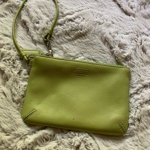 Green Leather Coach Wristlet